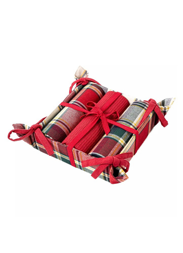 Moraj konyhai szett MRK1500-021 - pamut konyharuha 3 db. dekoratív kosárban