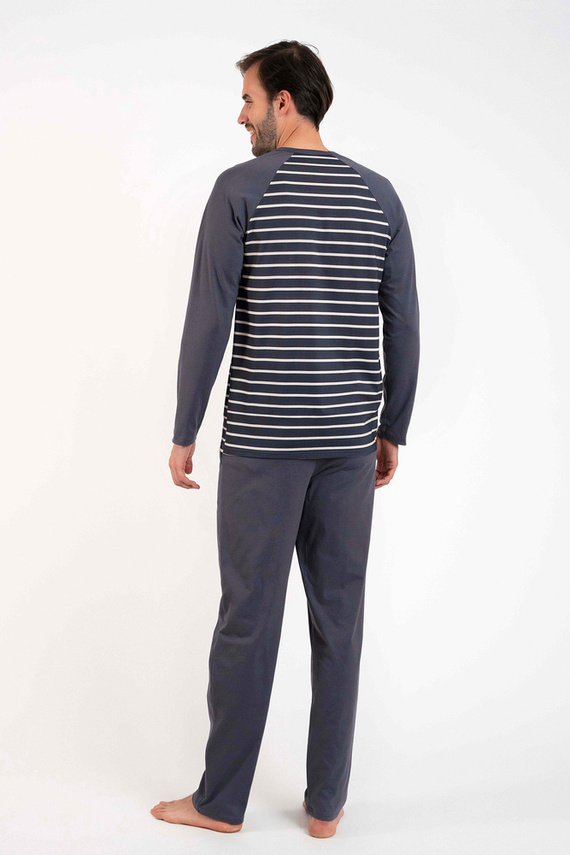 Lars Férfi hosszú ujjú pizsama, hosszú nadrág Olasz divat - grafit/grafit nyomtatás