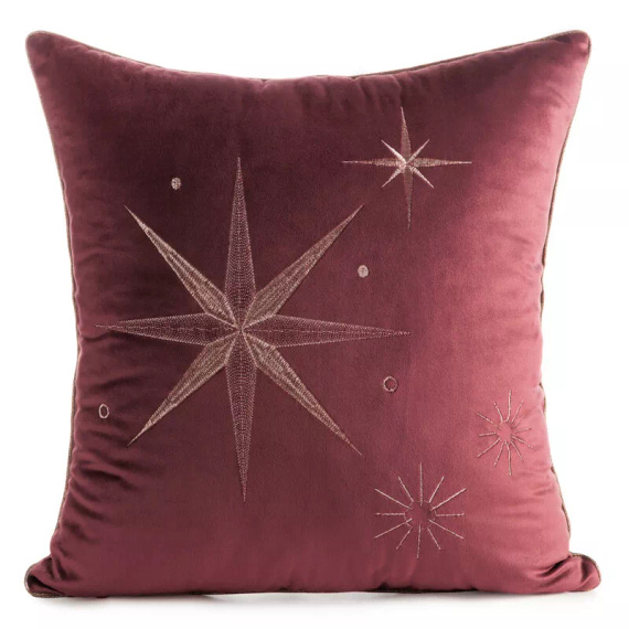 Chp 259 Eurofirany karácsonyi párnahuzat - bordó bársony pezsgő csillaggal