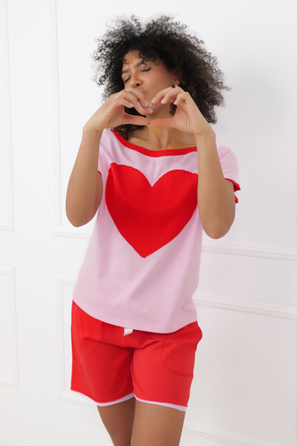 Sabrina Italian Fashion női pizsama 100% pamut – rövid ujj, rövidnadrág