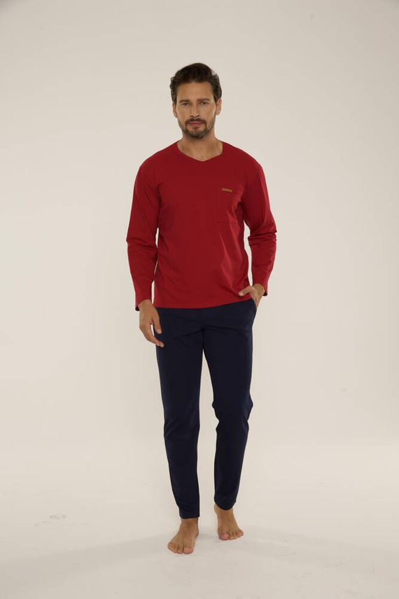 683 Kevin Forex Férfi pizsama - bordó - tengerészkék