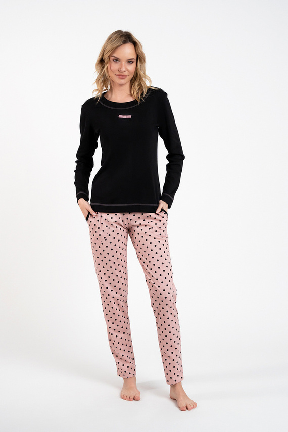 Bonilla Női pizsama hosszú ujjú, hosszú nadrág olasz divat fekete/print