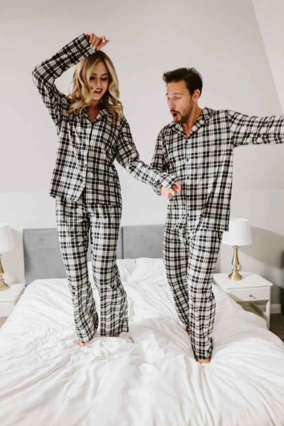 Férfi pizsama Klark - 100% pamut, hosszú ujjú és nadrágos Olasz divat