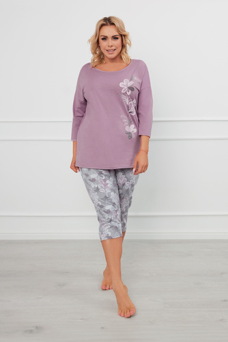 Ibena Női 3/4 ujjú pizsama, 3/4 nadrág Italian Fashion - heather/print