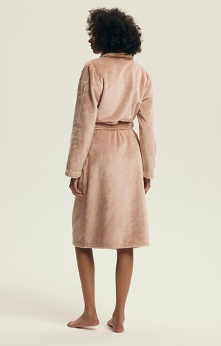 43595 Dextra Henderson barack női fürdőköpeny - puha, kötött, térd fölött átvetve