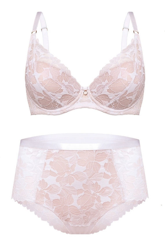 Magas szárú rövidnadrág Hanna DW56 Nipplex fehér, teljes szabás, csipke, alakformálás