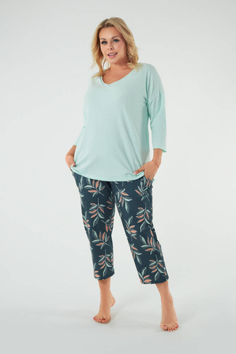 Julietta Női pizsama 3/4 ujjú, 7/8 nadrág olasz divat - pisztácia/print