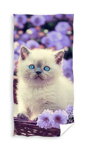 Macska egy kosár kaviárban Carbotex gyermek strandtörülköző | 100% pamut, 310 g/m²