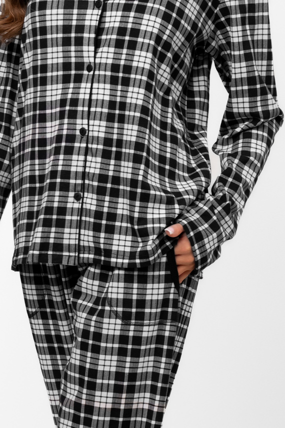 Női pizsama Klara - 100% pamut, hosszú ujjú és nadrágos Olasz divat