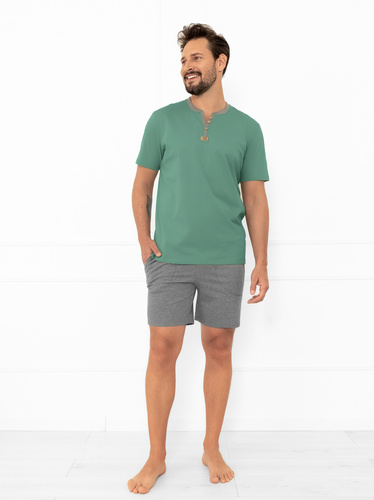 Julius Italian Fashion férfi pizsama zsálya - rövid, pamut, elegáns