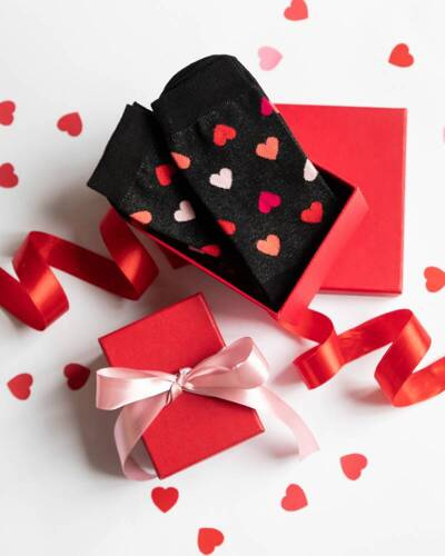 M30D Serce Férfi hosszú zokni olasz divat - fekete