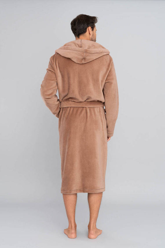 Mimas Férfi kapucnis fürdőköpeny olasz divat - teve színű