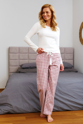 Doctor Nap 7302 - Női pizsama hosszú ujjú és kockás nadrággal