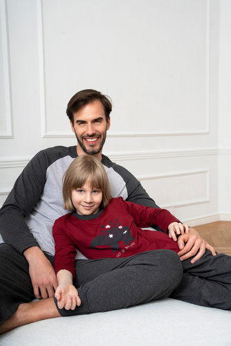 Morten Fiú pizsama Olasz divat bordó/c.melange