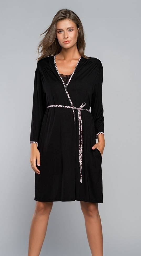 Eila Bis 3/4 ujjú fürdőköpeny olasz divat - leopárd mintás