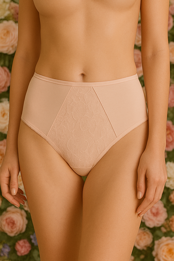 VF-435 - Női csipkés magas derekú bugyi Vena nude