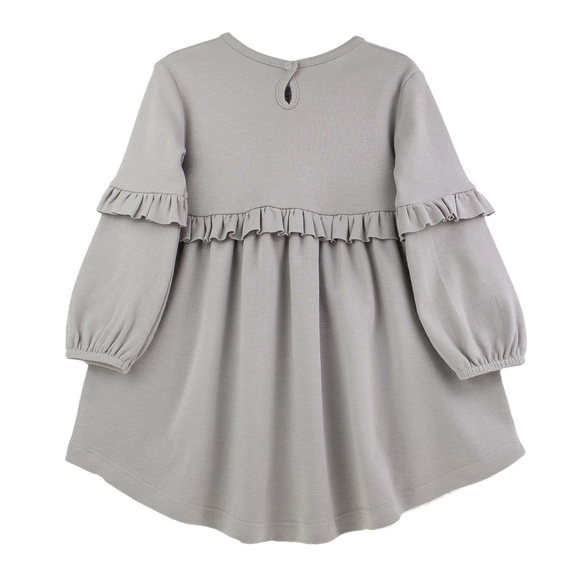 141971 Nicol hosszú ujjú ruha - szürke, pamut, fodrokkal