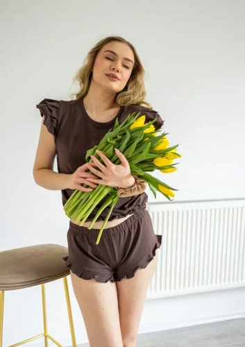 Dkaren Lulu 2 női pizsama pamut szett rövidnadrág kényelmes