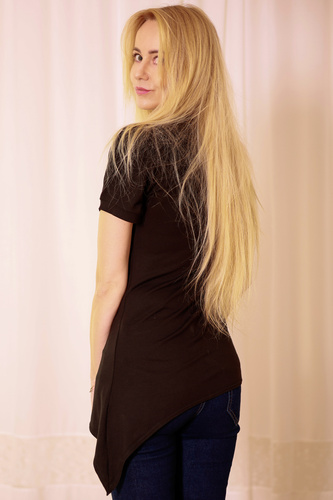 Aria Mirale blúz - viszkóz, aszimmetrikus, V kivágás - fekete