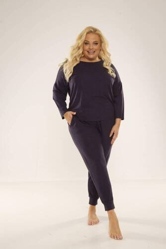 347 Paula Plus Size női pizsama De Lafense - tengerészkék
