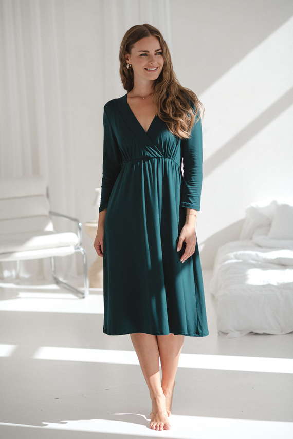 Star Light Terhesség és szoptatás bambusz hálóing 7/8 Milk&Love palack zöld - lélegző, kórházi, kényelmes szoptatáshoz