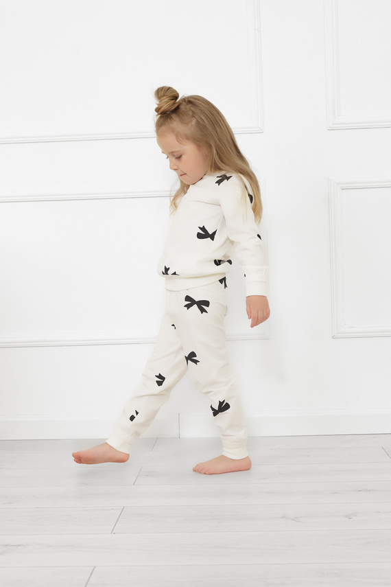 Figaro lány pizsama - ekrü, pamut, hosszú ujjú és nadrágos Olasz divat