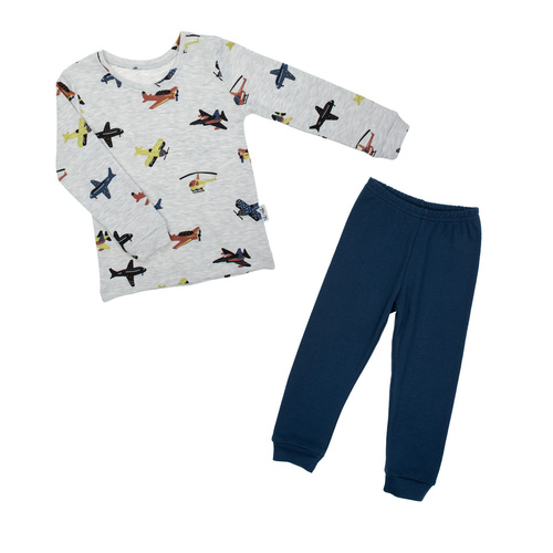 219036 Willy Nicol gyermek pizsama - pamut, hosszú ujjú, síkok