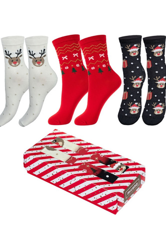 Női karácsonyi szett Milena 0811.017 - pamut 3 pár zokni egy dobozban
