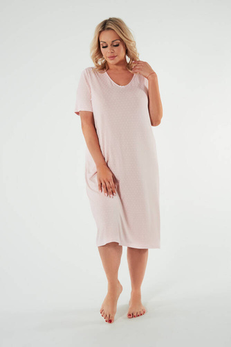 Puntini Női hálóing, rövid ujjú olasz divat - púderrózsaszín