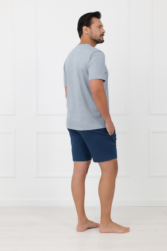 Férfi Devon Italian Fashion pamut pizsama rövid ujjú melange