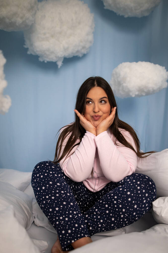 Libra Női pizsama hosszú ujjú és nadrágos olasz divat - rózsaszín/print