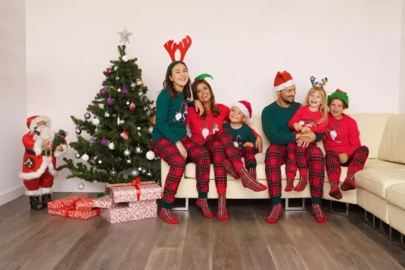 Narwik Férfi hosszú ujjú pizsama, hosszú nadrág Olasz divat - piros/print