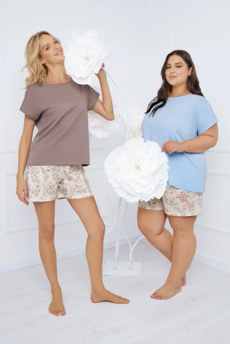 Solita Női rövid ujjú pizsama, rövid nadrág Olasz divat - cappuccino