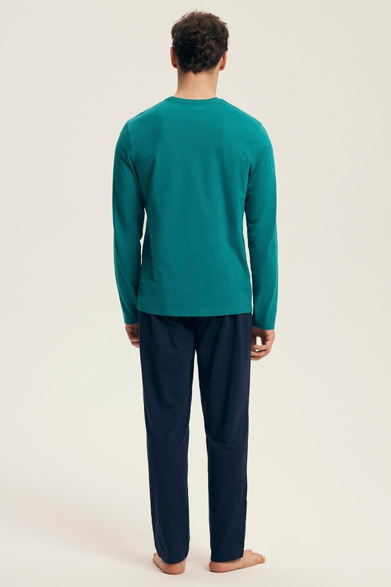 Férfi Core 43490 Vise Henderson zöld pizsama - pamut, hosszú ujjú, okos csomagolásban