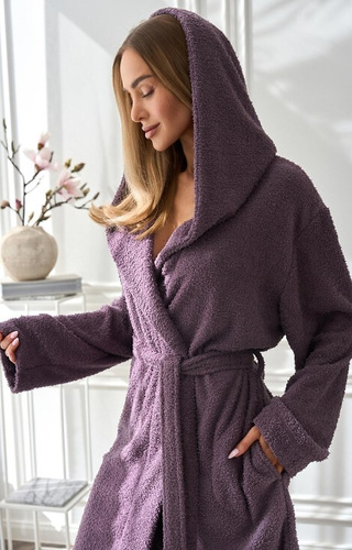 2557 Slim L&L amethyst - női rövid köpeny, kapucnival, puha kötött anyagból, puha kötött anyagból