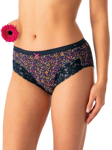 Női bugyi Key LPC 760 rózsaszín tengerészkék - pamut, kényelmes, 2 darabos szett