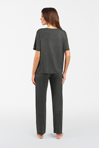 Akord Női szett rövid ujjú, hosszú nadrág olasz divat - sötét melange