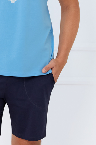 Port Férfi rövid ujjú pizsama, rövidnadrág Italian Fashion - kék