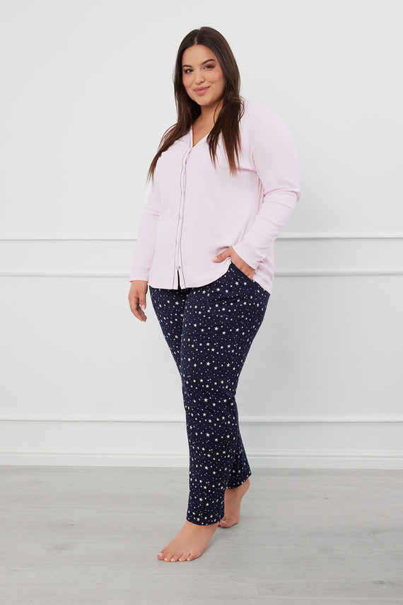 Libra Női pizsama hosszú ujjú és nadrágos olasz divat - rózsaszín/print