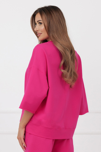 Bluza Kaori Italian Fashion 3/4 ujjú pamut elasztán - fukszia