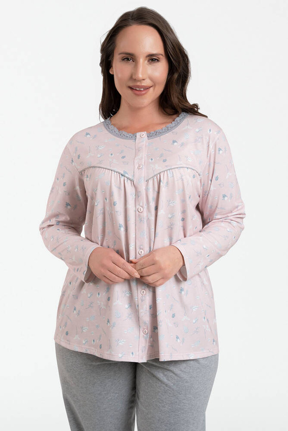 Daniela női pizsama hosszú ujjú, 3/4 nadrágos olasz divat - print/melange