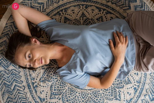 Two Ways bluzka ciążowa i do karmienia dwustronna krótki rękaw Milk&Love błękitny