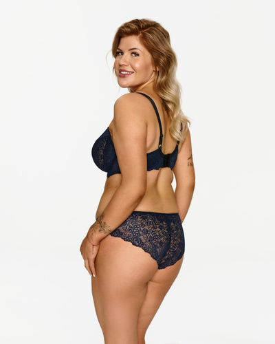2619 Lupoline - tengerészkék színű, csipkés, merevített melltartó puha csipkével