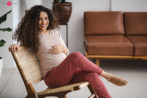 Spodnie dresowe ciążowe Milk&Love niebieski dusty cedar