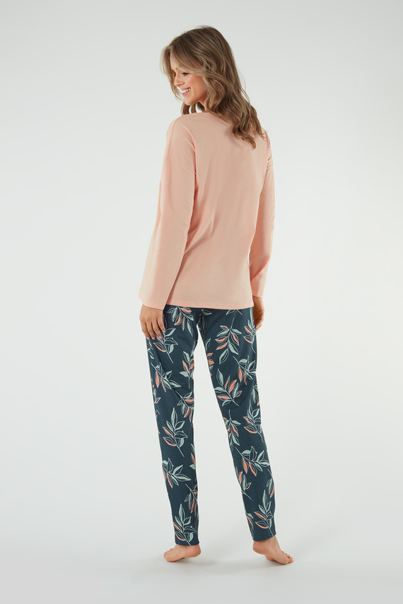 Julietta Női pizsama hosszú ujjú, hosszú nadrágos olasz divat - lazac/print