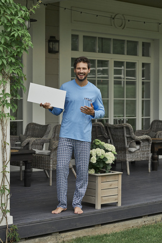 Jaromir Férfi hosszú ujjú, hosszú nadrág olasz divat - kék/print