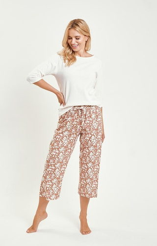 Grace 3479 Taro női krémszínű pizsama - pamut, 3/4 ujjú, hétköznapi kényelem és stílus