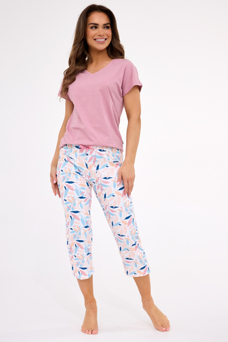 372/450 Louisa Cornette - női pamut pizsama, rövid ujjú, 3/4-es nadrág