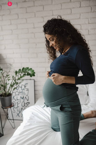 Spodnie dresowe ciążowe Milk&Love morska zieleń