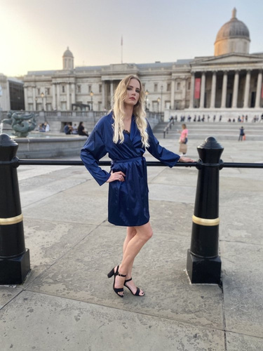 797 Klasszikus női köntös Forex - tengerészkék